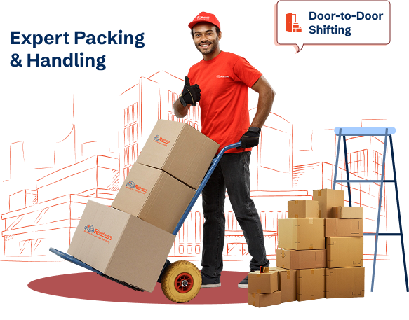 Mover with boxes on a hand truck