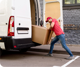 Team member carrying a box